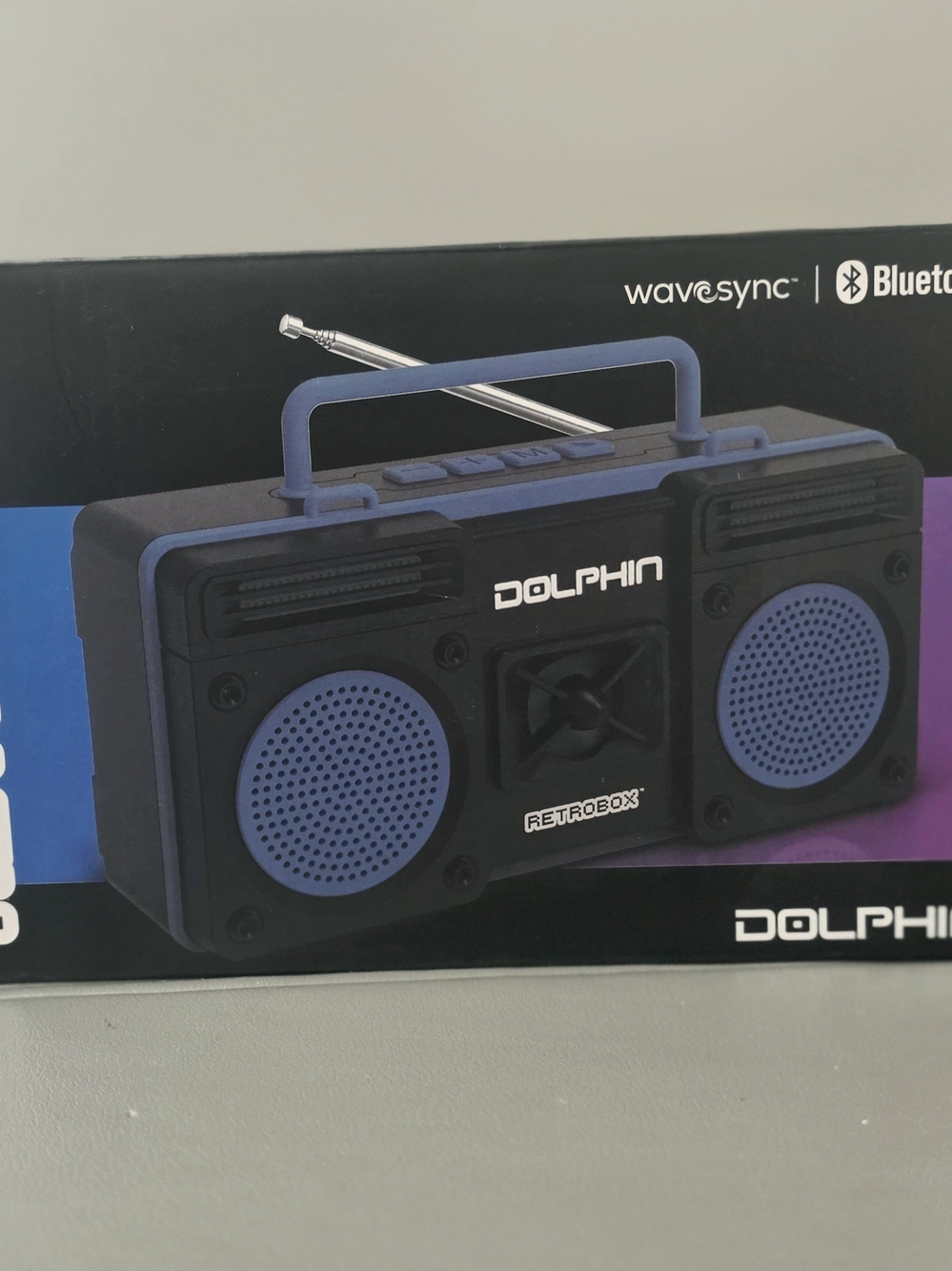 Dolphin RetroBox Portable Bluetooth Speaker - Blue - New